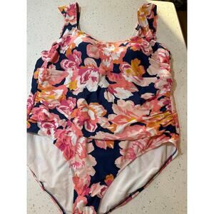 kona soul one piece swim suit blue and. pink floral womens 24